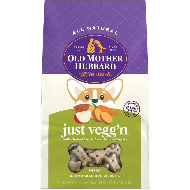 Old Mother Hubbard by Wellness  Classic Crunchy Just Vegg&#39;N Biscuits Mini Oven Baked with Carrots, Sweet Potato and Apple Dog Treats - 20oz, 1 of 8