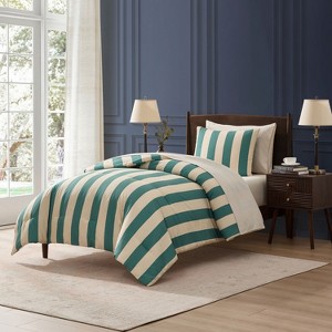 Nestl Comforter Set, 7pc Bed in a Bag, Modern Comforter Sets with Sheets, Striped Design Bed Set - 1 of 4