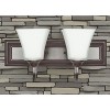Sunset Lighting 2-Light Vanity Sconce Frosted Square Milk Glass, Oiled Bronze Finish - 2 of 3