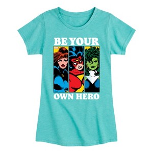 Girls' - Marvel - Be Your Own Hero Fitted Short Sleeve Graphic T-Shirt - 1 of 4