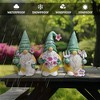 Garden Guardians Set of Three 6" Gardening Gnome Figurines, Floral Green and Yellow Statue Decor| OrnamentallyYou - 4 of 4