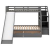 NicBex Twin Size Bunk Bed with 2 Drawers Bed Frame with Slide, High Guardrails and Convertible Design Ladder, No Spring Box Required - 3 of 4