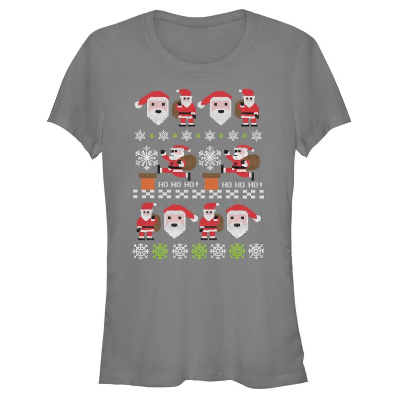 Juniors Womens Lost Gods Santa Claus Ugly Christmas Sweater T-Shirt, 1 of 5
