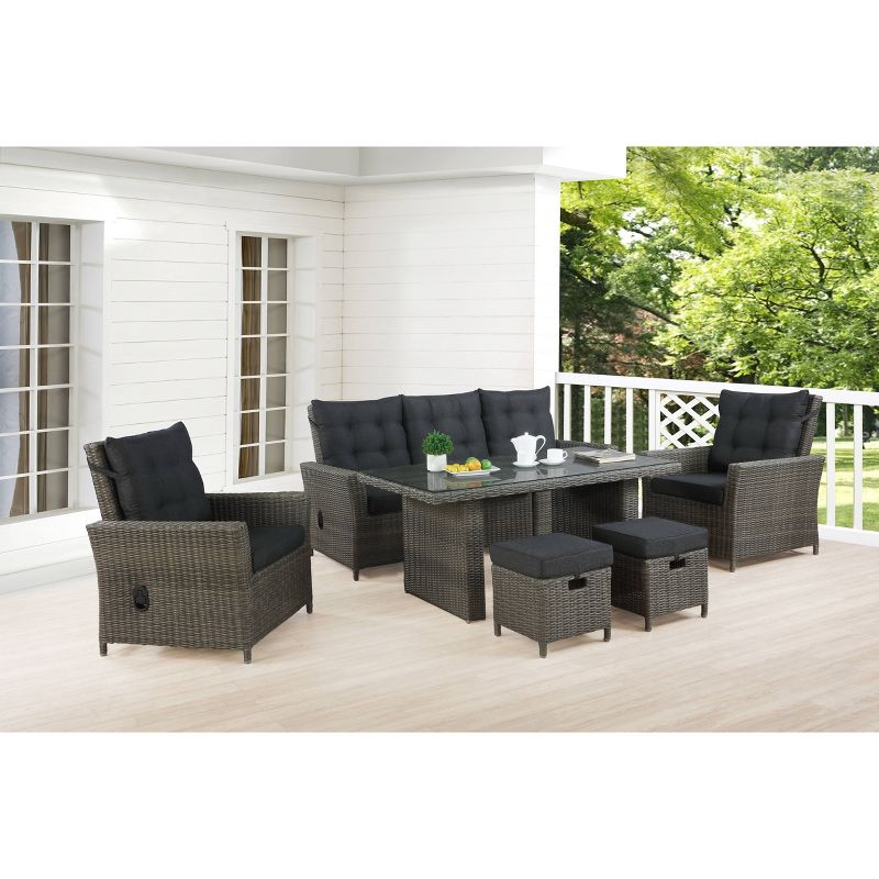 Asti 6pc Wicker Outdoor Seating Set - Gray - Alaterre Furniture, 3 of 16