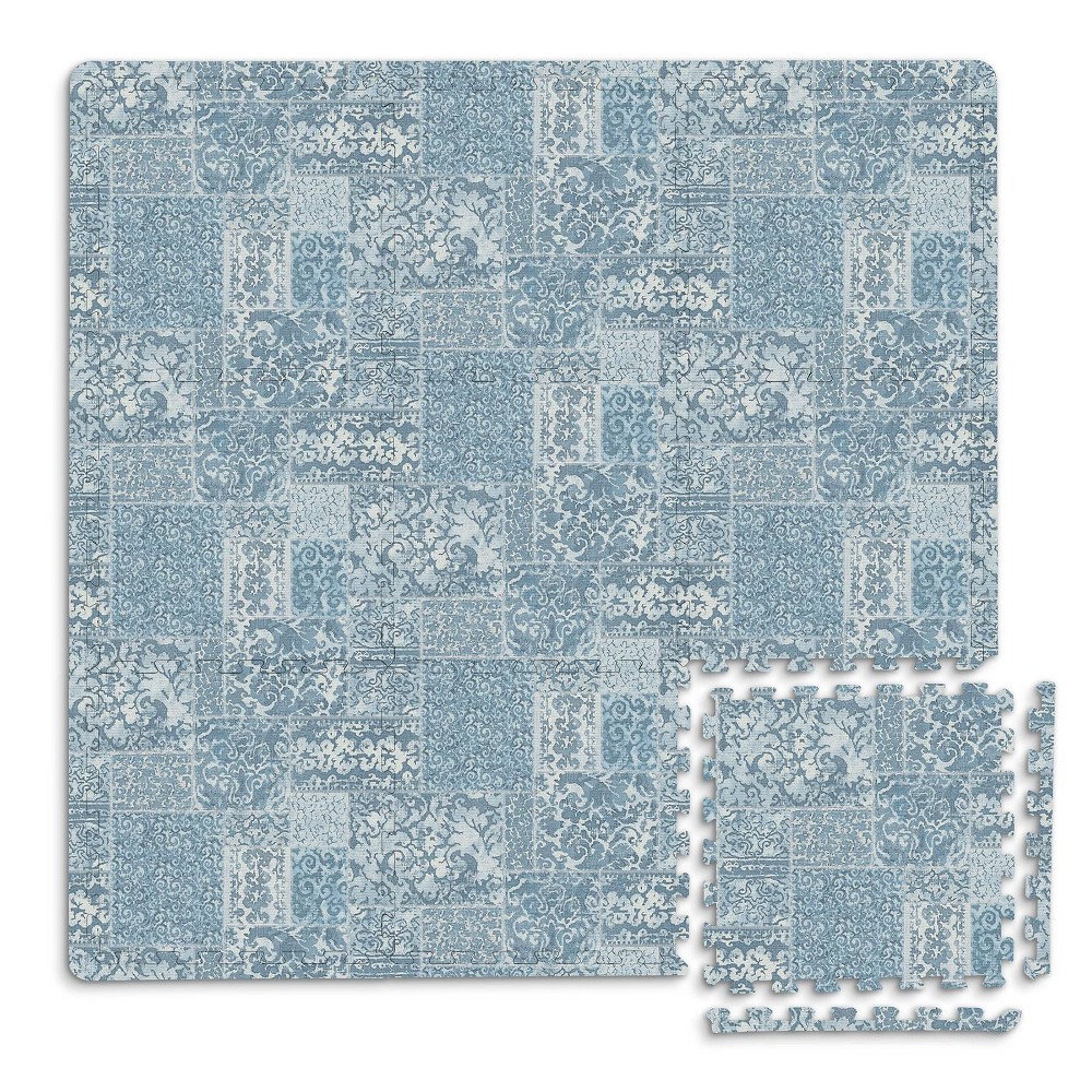 Photos - Area Rug 2'10"x2'10" Bazaar Interlocking Floor Tiles Blue - FloorPops