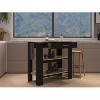 LunaLulinlk Kitchen Island 37" H, Two Open Storage Shelves, One Drawer, Four Legs,Towel Hanger, Black / Light Oak - 2 of 4