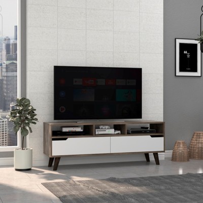 FONTOI TV Stand for TV up to 60" with 3 Open Shelves&2 Drawers, Entertainment Center for Living Room, Multicolor, 15.4"*20.1"*53.9"