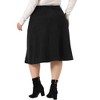 Agnes Orinda Women's Plus Size Faux Suede Elastic Waist Flared Stretch A-Line Midi Skirts - 4 of 4