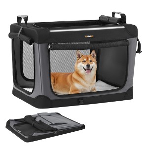 30-Inch Collapsible Dog Crate, Portable Pet Carrier with 4 Mesh Doors & Safety Zippers, Water-Resistant Soft Kennel for Medium Dogs, Ink Black - 1 of 4