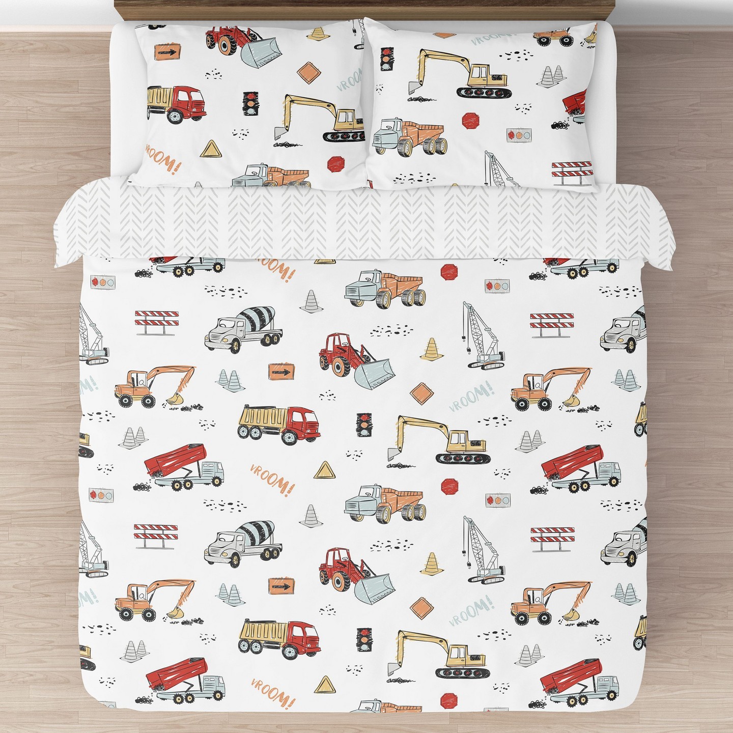 Постельное бельё Sweet Jojo Designs Full/Queen Comforter Bedding Set Construction Truck Red Blue and Grey 3pc, цвет: Красный — фото 3