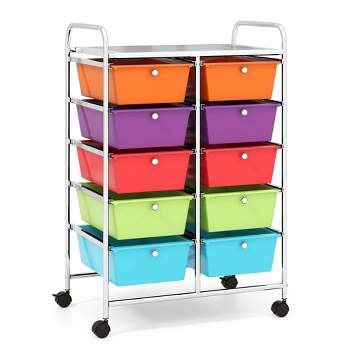 Tangkula 15 Drawer Rolling Storage Cart Opaque Multicolor Drawers Home  Organizer Mixed Black : Target