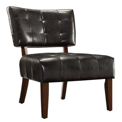 Black leather 2025 armless chair