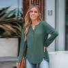 Women's Slub Knit Long Sleeve Henley Tee Top -Cupshe - 4 of 4