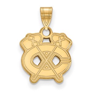 Black Bow Jewelry 14k Yellow Gold Plated Sterling Silver Chicago Blackhawks NHL Small Pendant - 1 of 3