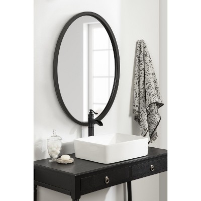 Black Oval Wood Framed Bathroom Vanity Mirror