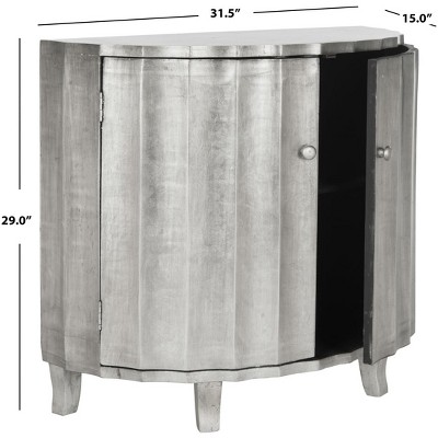 Silver Fluted Hollywood Glam Curved Accent Cabinet