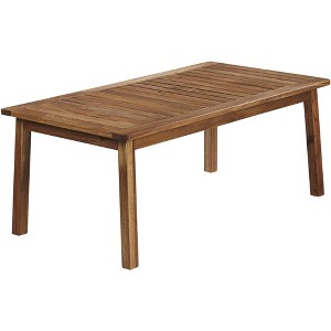 Teal Island Designs Farmhouse Rustic Acacia Wood Rectangular Outdoor Coffee Table 43 1/4" x 22 3/4" Brown Slat Tabletop for Spaces Patio House Balcony - 1 of 4