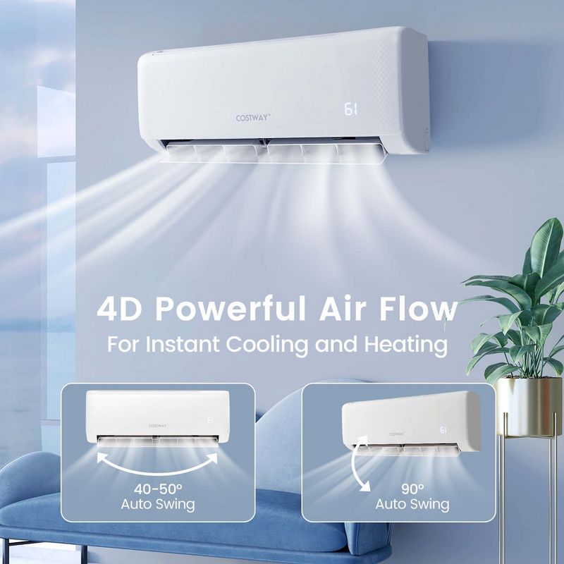 Costway 24,000 BTU Mini Split Air Conditioner AC Unit with Heat Pump & Alexa Googlehome Remote Control, 2 of 11