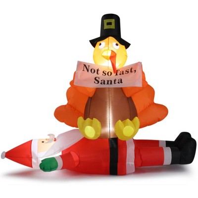 Syemin Inflatable Holiday Decorations Christmas Inflatable Decoration Inflatable Turkey Santa Claus Blow Up Yard Decorations, Orange, 59"*26.77"*59"