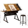 CENGHU Adjustable Tilt Desktop Multifunctional Desk with Drawers, Writing Desks with Storage & Stool, Home Office Desk, Drawing Drafting Table Desk - 2 of 4