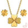 Gold Titanium Steel Four - Leaf Clover Minimalist Women's Jewelry Set - 4 of 4