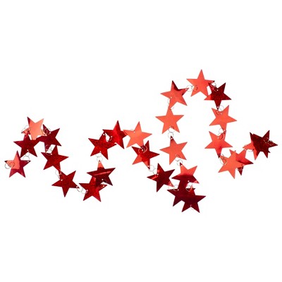 TJ's Christmas 6' x 2" Holographic Red Star Shaped Christmas Garland - Unlit