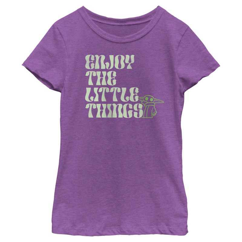 Girl's Star Wars: The Mandalorian Grogu Enjoy the Little Things T-Shirt, 1 of 5