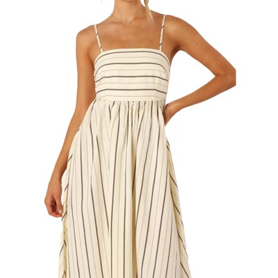 Womens Dress Summer Strappy Cami Backless Striped Maxi Flowy Sundress