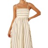 Women Summer Dress Square Neck Strappy Striped Backless Maxi Dress - 4 of 4
