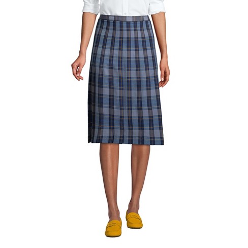 Navy blue pleated skirt plaid best sale