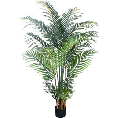 Wikineon Artificial Tropical Palm Plant - 5 Ft Artificial Tree with Plastic Pot for Office and Home Decor, Tall Faux Plants for Indoorss