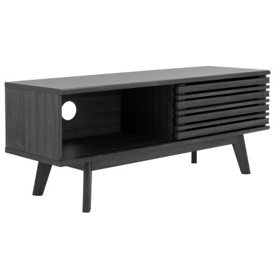 Aurelio Distressed Black Two-Level Retro TV Stand