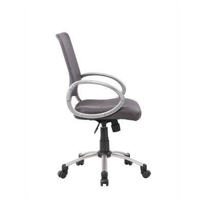 Charcoal Grey Mesh Swivel Task Chair with Pewter Finish Metal Base
