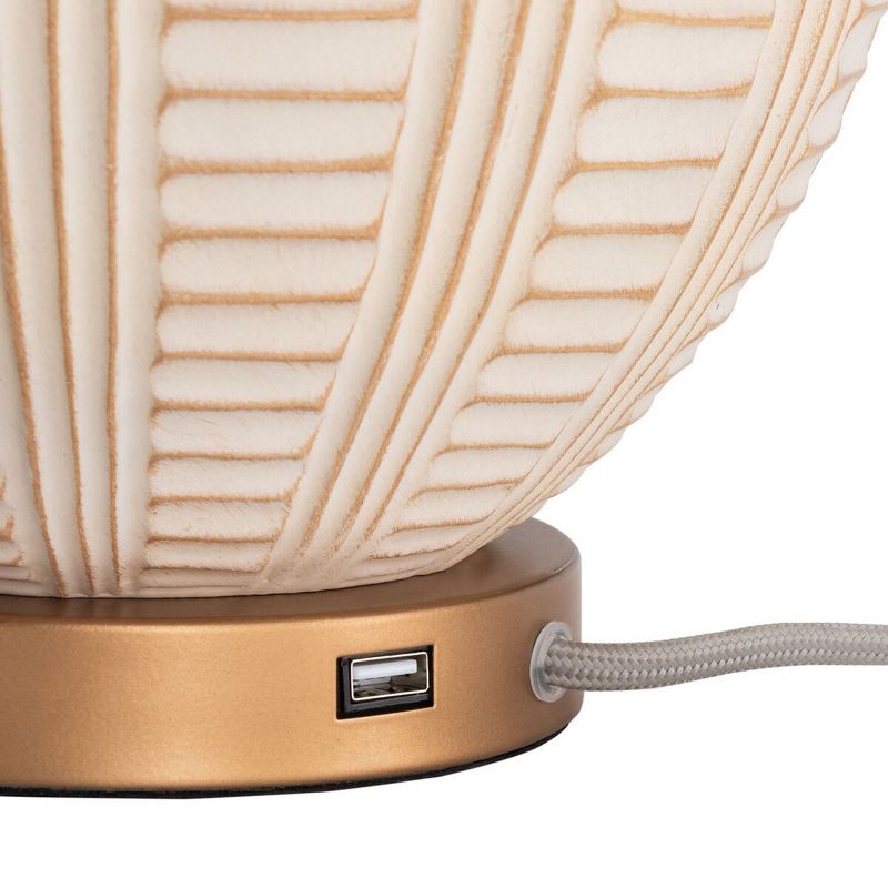Marrla 23.5 Inch Resin Table Lamp with USB Port - Cream/Rose Gold - Safavieh., 5 of 6