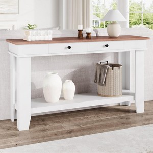 GOCAPTAIN 54-Inch Console Table with Drawers, Wooden Rectangular Entryway Table with Storage Shelf, Console Table for Entryway, Hallway, Living Room - 1 of 4