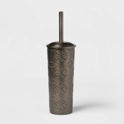 Punched with Embossed Solid Toilet Brush And Holder Set Dark Silver - Threshold™