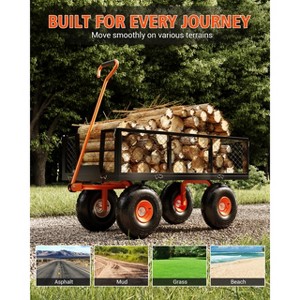 Heavy Duty Steel Garden Cart – 500-1200 lbs Capacity, 10" All-Terrain Wheels, Removable Mesh Sides, 180° Rotating Handle – Utility Wagon - 1 of 4