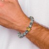 Chisel Stainless Steel Antiqued and Yellow IP-plated Wolf Head Matte 8.5mm Jasper 6.75" Stretch Bracelet - 4 of 4