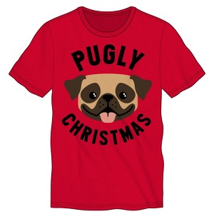 Men's Happy Pug Pugly Christmas Soft Hand Print Shirt - 1 of 2