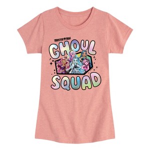 Girls' - Monster High - Ghoul Squad Lagoona Frankie Cleo Clawdeen Draculaura Fitted Short Sleeve Graphic T-Shirt - 1 of 4