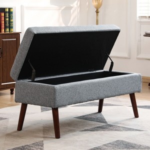 NicBex Linen Fabric Storage Ottoman Bench,Upholstered Storage Ottoman with Tufted Top and Wood Legs,Modern Storage Bench for Living Room,Bedroom,Grey - 1 of 4