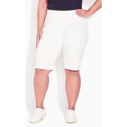 Women's Plus Size Butter Denim Pull On Short - White | Avenue : Target