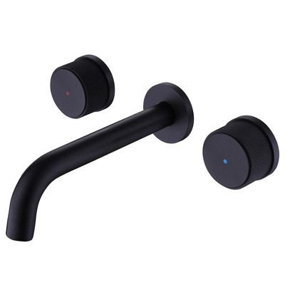 BWE Two-Handle Wall Mounted Bathroom Faucet in Matte Black
