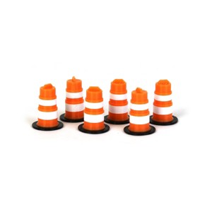 3D to Scale 1/64 6 Pack of 3D Printed Orange Plastic Traffic Barrels 64-105-OR - 1 of 1