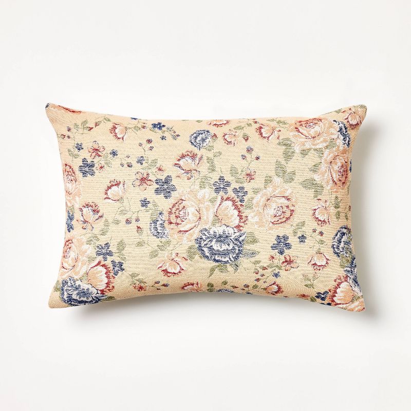Oversize Woven Floral Lumbar Throw Pillow - Threshold&#8482; designed with Studio McGee, 1 of 10
