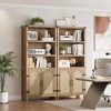 Whizmax 70" Rustic Bookshelf w/ Doors & 3 Shelves - Wooden Storage Cabinet for Living Room, Office, Natural - 2 of 4