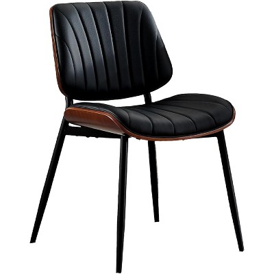 coucheta Wooden Dining Chairs Set of 2, Modern PU Leather Upholstered Accent Chairs with Shell Strips&Walnut Bentwood Back, for Dining, Kitchen
