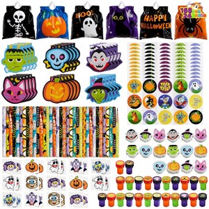 Joyfy 168 pcs Halloween Kids Assorted Stationery Sets,Party Favors for Kids,Classroom Prizes Gifts,Including Halloween Bag, Notepads, Stamps, Pencils - 1 of 4