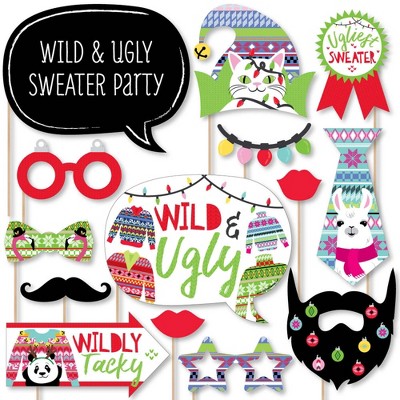 Big Dot of Happiness Wild and Ugly Sweater Party - Holiday and Christmas Animals Party Photo Booth Props Kit - 20 Count