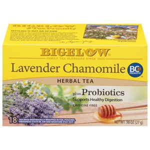 Bigelow Lavender Chamomile Plus Probiotics Herbal Tea case of 6/18 - 1 of 2